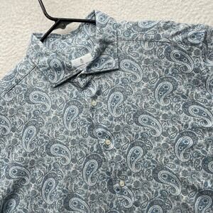 Emanuel Berg Shirt Mens XXL 2XL 4 Flex Blue Paisley Modern Fit Button Up Soft
